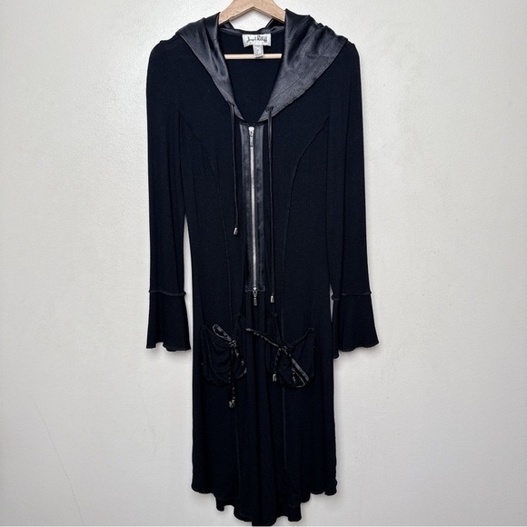 Joseph Ribkoff Womens 4 Vintage Goth Hooded Zip Pocket Long Dress Jacket - Picture 3 of 14